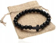 Bransoletki - Bransoletka różaniec czarny różaniec ONYKS z onyksem kamień naturalny - miniaturka - grafika 1