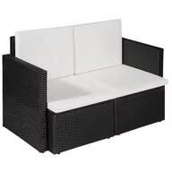 Ławki ogrodowe - vidaXL Sofa 2-osobowa z polirattanu, 118 x 65 x 74 cm, czarno-kremowa - miniaturka - grafika 1