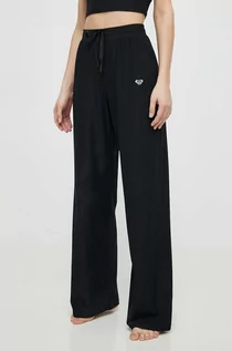 Spodnie damskie - Roxy spodnie do jogi Rise & Vibe kolor czarny szerokie high waist ERJNP03556 - grafika 1