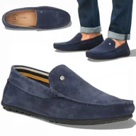 Półbuty męskie - Mokasyny Męskie SKÓRZANE Wiosenne Eleganckie Filippo Wygodne Wsuwane 44 - miniaturka - grafika 1