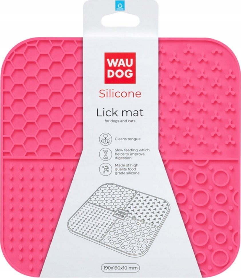 Collar WAU DOG MATA DO LIZANIA SILIKONOWA PROSTOKĄTNA 21,1x21,1x3cm RÓŻ