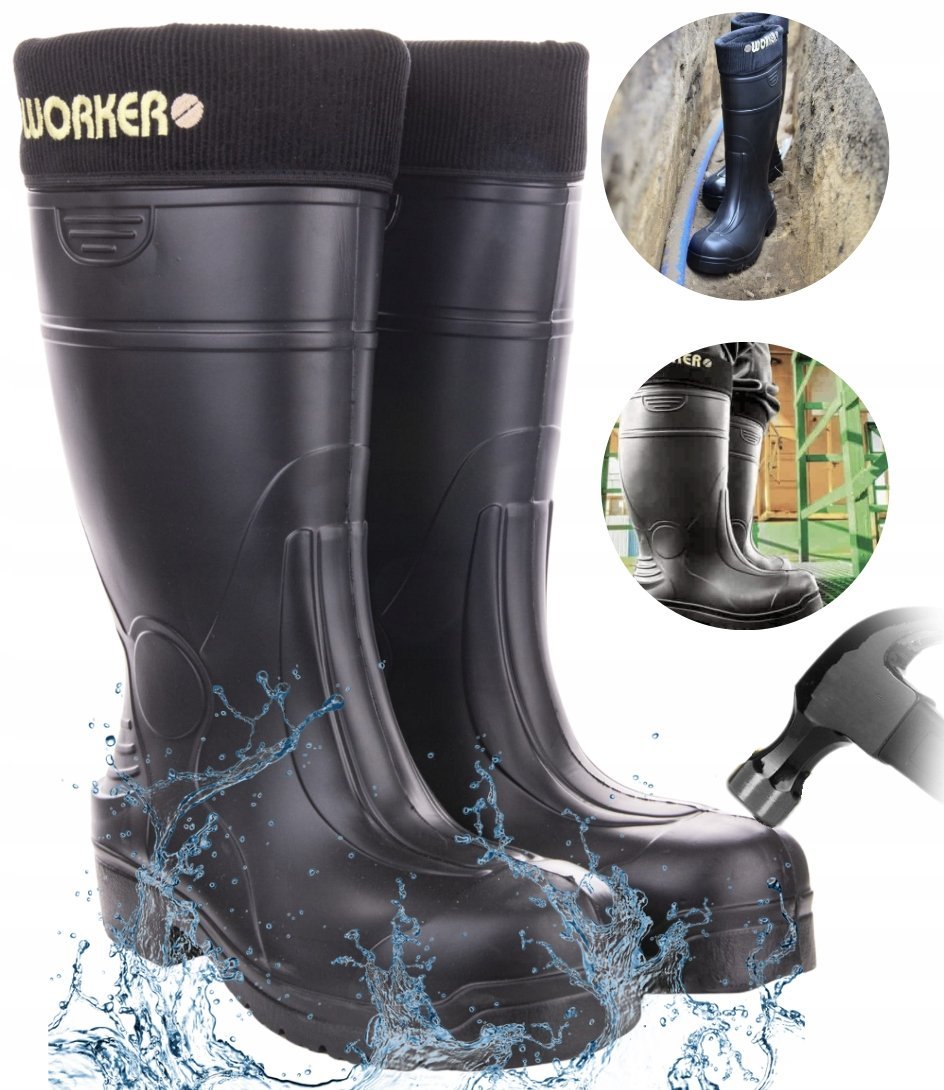 KALOSZE ROBOCZE PIANKOWE BEZPIECZNE Z PODNOSKIEM LEKKIE ANTYPRZEBICIOWE 46