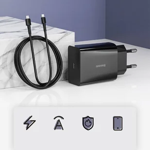 Baseus szybka ładowarka sieciowa USB Typ C Power Delivery 18 W 3 A + kabel USB Typ C - Lightning 2,4 A 1 m biały (TZCCFS-X02) - Ładowarki do telefonów - miniaturka - grafika 6
