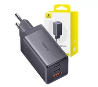 Ładowarki do telefonów - Baseus GaN5 2x USB-C + USB 65W + kabel 1m (szary) - miniaturka - grafika 1