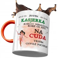 Kubki - Kubek Pomarańczowy dla Kasjerki Jestem Kasjerką z Nadrukiem ze Zdjęciem + Opakowanie na prezent (wzór 03) - miniaturka - grafika 1