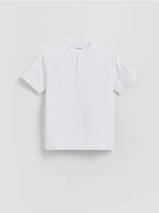 Reserved - Bawełniany t-shirt henley - biały - Koszulki dla chłopców - miniaturka - grafika 1
