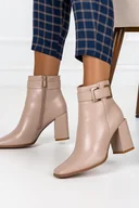 Botki damskie - Beżowe botki na słupku damskie z ozdobą Casu G22WX15-BE-39 - miniaturka - grafika 1