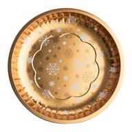Tace i patery - Altom, Taca okragła śr. 26 cm, dekoracja złote śnieżynki - miniaturka - grafika 1