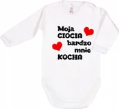 Body dla niemowląt - BODY NAPIS nadruk MOJA CIOCIA BARDZO MNIE KOCHA r 92 KLEKLE - miniaturka - grafika 1