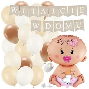 ZESTAW balonów WITAJCIE W DOMU kraft - bobas różowy + balony brązowe WITAJ boho powitanie dziecka - Balony i akcesoria ZESTAW balonów WITAJCIE W DOMU kraft - bobas różowy + balony brązowe WITAJ boho powitanie dziecka - Balony i akcesoria - miniaturka - grafika 1