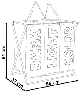 Trzykomorowy kosz na pranie TRIKO - 130L - czarny - Kosze na bieliznę - miniaturka - grafika 1