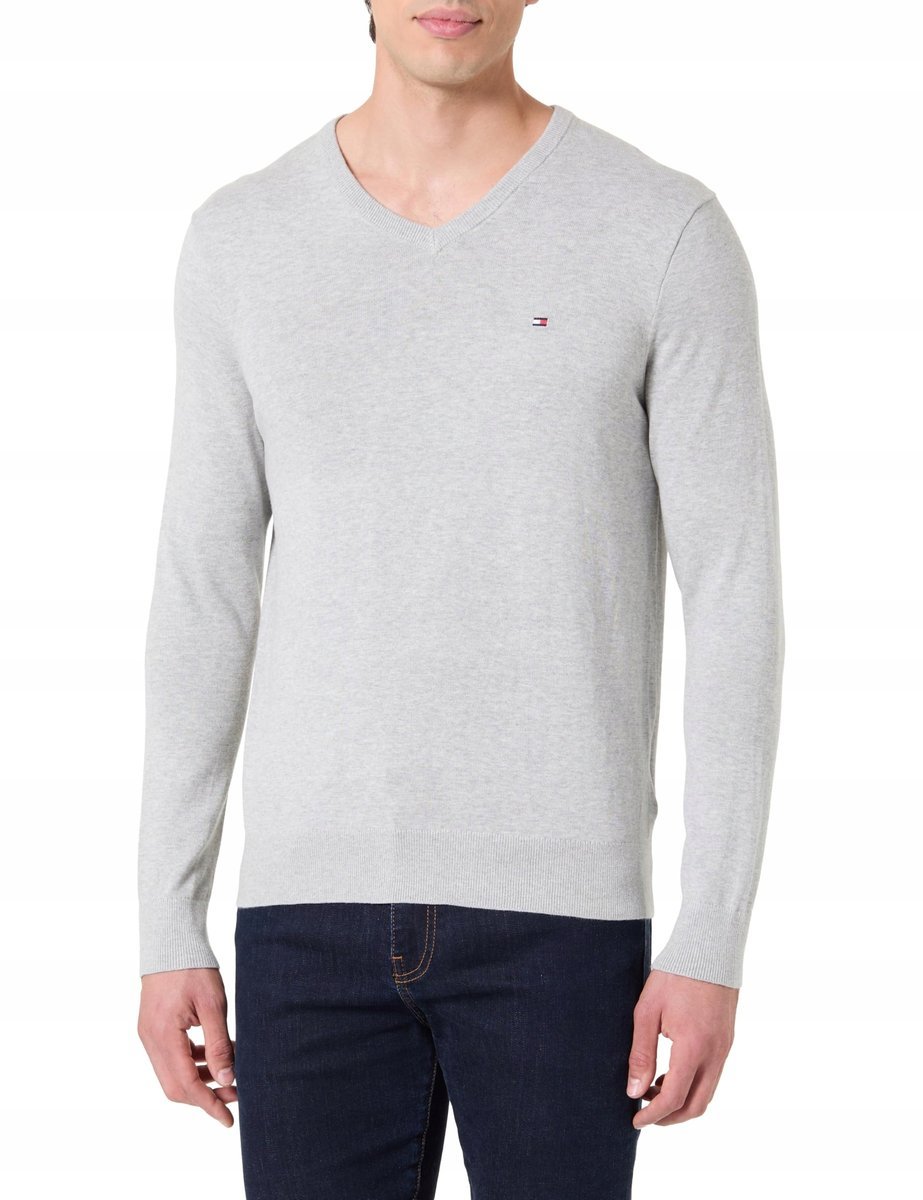 TOMMY HILFIGER SWETER SZARY Z DŁUGIM RĘKAWEM MĘSKI M J9A