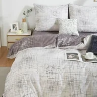Pościel - Spod Igły I Nitki Pościel satynowa 220x200 biała szara geometryczna S049 I14 - miniaturka - grafika 1