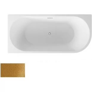 Besco WA-150-ZLZL ZOYA GLAM ZŁOTA Wanna wolnostojąca przyścienna syfon z przelewem chrom 150x75 lewa - Wanny - miniaturka - grafika 2
