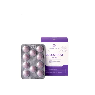 Genactiv Colostrum Junior, Suplement diety, 60 tabletek o smaku czarnego bzu - Witaminy i minerały - miniaturka - grafika 1