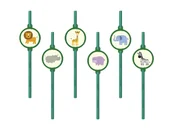 Słomki do napojów - Słomki papierowe Safari zielone, 6 szt. - miniaturka - grafika 1