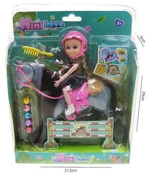 Hipo Lalka 14cm na koniu + akces. HLJ07 46182