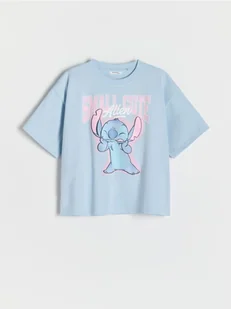 Reserved - Bawełniany t-shirt Lilo i Stitch - jasnoniebieski - Koszulki dla dziewczynek - miniaturka - grafika 1