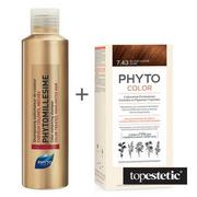 Farby do włosów i szampony koloryzujące - Phyto PhytoColor 7.43 Blond Cuivre Dore + Phytomillesime Shampoo ZESTAW Farba do włosów - miedziany złoty 50+50+12 + Szampon upiększający kolor 200 ml - miniaturka - grafika 1