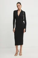Sukienki - Patrizia Pepe sukienka kolor czarny midi dopasowana 8A1491 K078 - miniaturka - grafika 1