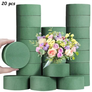 TEMU 20 szt. Okrągłe Bloki z Pianki Kwiatowej o Średnicy 3.15 cala (około 8 cm) Zielone na Mokro i Sucho do Dekoracji Kwiaciarni, Odpowiednie do - Rękodzieło - miniaturka - grafika 1
