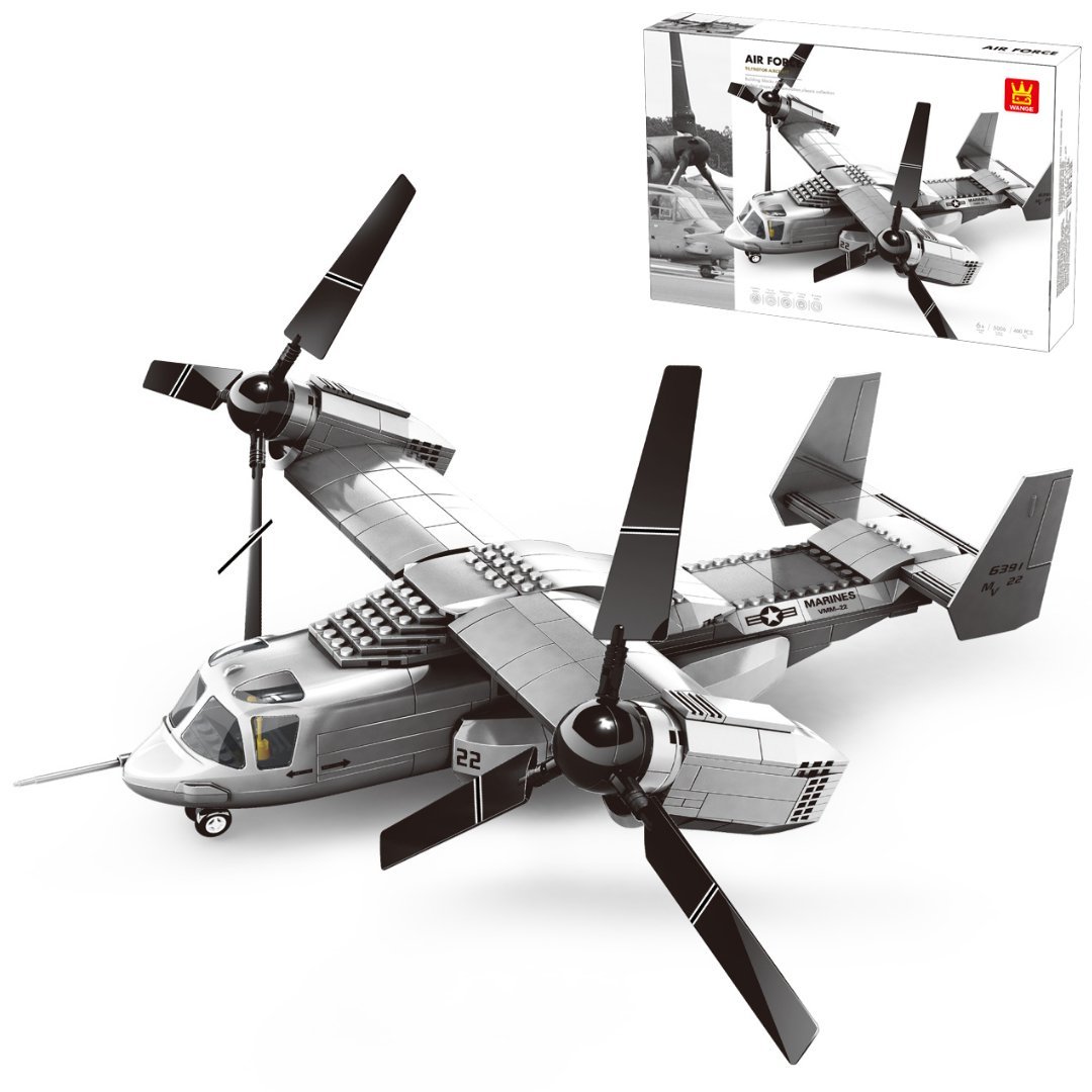 Klocki Wange 5006 - Samolot pionowego startu V-22 Osprey (Tiltrotor Aircraft), 400 elementów