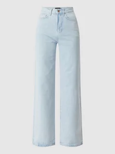 Spodnie damskie - Jeansy z szeroką nogawką, wysokim stanem i dodatkiem lyocellu model ‘Flikka’ - grafika 1
