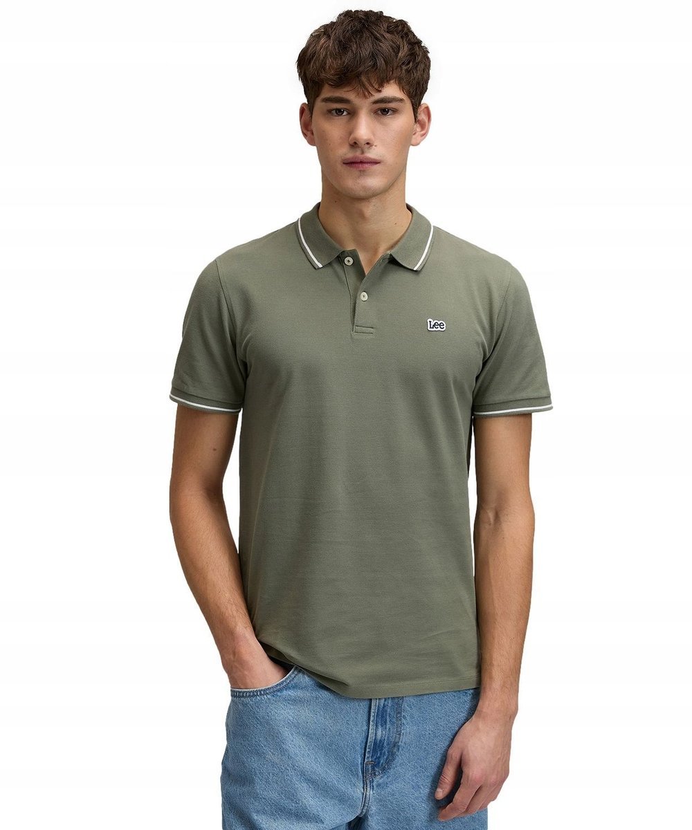 polo męskie lee 112376463 lichen oliwkowy