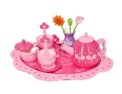 Zabawy w naśladowanie dorosłych - Drewniany zestaw herbaciany w kwiatuszki - miniaturka - grafika 1