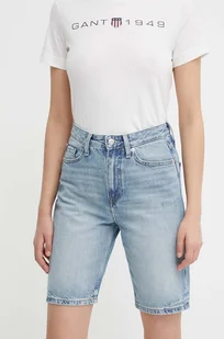 Tommy Hilfiger szorty jeansowe damskie kolor niebieski gładkie high waist WW0WW41326 - Spodenki damskie - miniaturka - grafika 1