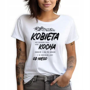 Koszulka Damska T-SHIRT Biały roz.S Kocha Chodzić Po GÓRACH Prezent Wzory - Zestawy upominkowe - miniaturka - grafika 1