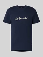 Koszulki męskie - T-shirt z nadrukiem z logo i okrągłym dekoltem - miniaturka - grafika 1