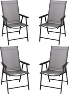 Fotele i krzesła ogrodowe - Springos Krzesła ogrodowe, metalowe na balkon, zestaw 4 krzeseł na taras składane szaro-czarne UNIWERSALNY - miniaturka - grafika 1