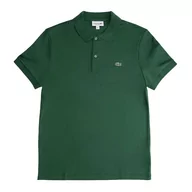 Koszulki sportowe męskie - Koszulka Lacoste Cotton Shirt Regular Fit DH2050-132 - zielona - miniaturka - grafika 1