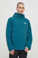 Kurtki i kamizelki sportowe męskie - Jack Wolfskin kurtka outdoorowa Robury 2L kolor turkusowy - miniaturka - grafika 1