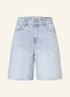 Spodnie sportowe damskie - Only Szorty Z Ozdobnymi Kamykami blau - ONLY - miniaturka - grafika 1