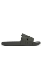Klapki i japonki męskie - Calvin Klein Klapki Pool Slide Double T HM0HM01752 Khaki - miniaturka - grafika 1