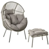 Fotele i krzesła ogrodowe - Fotel ogrodowy technorattan z podnóżkiem szary MURANO - miniaturka - grafika 1