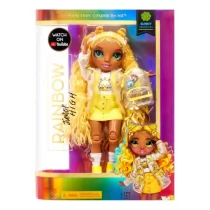 Rainbow High Rainbow High Jr High - SUNNY MADISON - 23 cm żółta lalka modowa ze strojem i akcesoriami - Zawiera plecak z tkaniny z funkcją otwierania i zamykania - Świetny prezent dla dzieci w wieku od 6 lat 579977