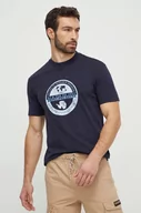 Koszulki męskie - Napapijri t-shirt bawełniany męski kolor granatowy z nadrukiem - miniaturka - grafika 1