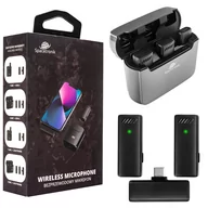 Mikrofony komputerowe - 2x Bezprzewodowy mikrofon Krawatowy USB-C z Etui Powerbankiem do Telefonu kamery  Spacetronik - miniaturka - grafika 1