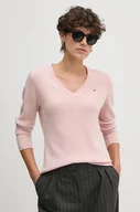 Swetry damskie - Tommy Hilfiger sweter wełniany damski kolor różowy lekki WW0WW43505 - miniaturka - grafika 1