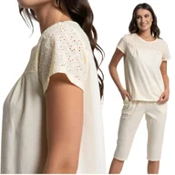 Piżamy damskie - PIŻAMA DAMSKA DWUCZĘŚCIOWA UROCZA KRÓTKI RĘKAW SPODNIE RYBACZKI MORAJ S - miniaturka - grafika 1