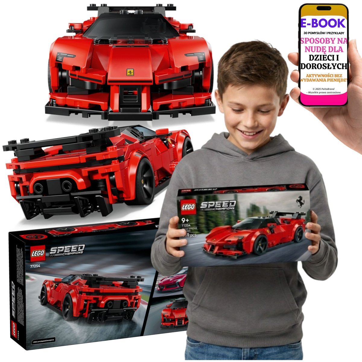 LEGO SPEED CHAMPIONS Ferrari 77254 Wyścigowy Samochód Ferrari Prezent 9+ E-BOOK-3