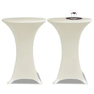 Obrusy i serwetki - vidaXL Obrus na stół barowy  80 cm kremowy rozciągany 2 szt - miniaturka - grafika 1