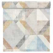 Tapety - Tapeta Geometria beżowo-niebieska winylowa na flizelinie - miniaturka - grafika 1