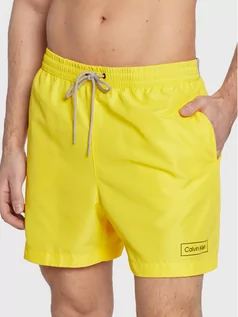 Kąpielówki męskie - Calvin Klein Swimwear Szorty kąpielowe KM0KM00787 Żółty Regular Fit - grafika 1