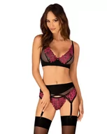 Piżamy damskie - Komplet Rosenty 3-częściowy Czarno-Różowy (Rozmiar XL/XXL) - miniaturka - grafika 1