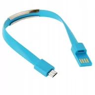 Kable USB - Kabel PC USB Micro USB w kształcie bransoletki na rękę niebieski - miniaturka - grafika 1
