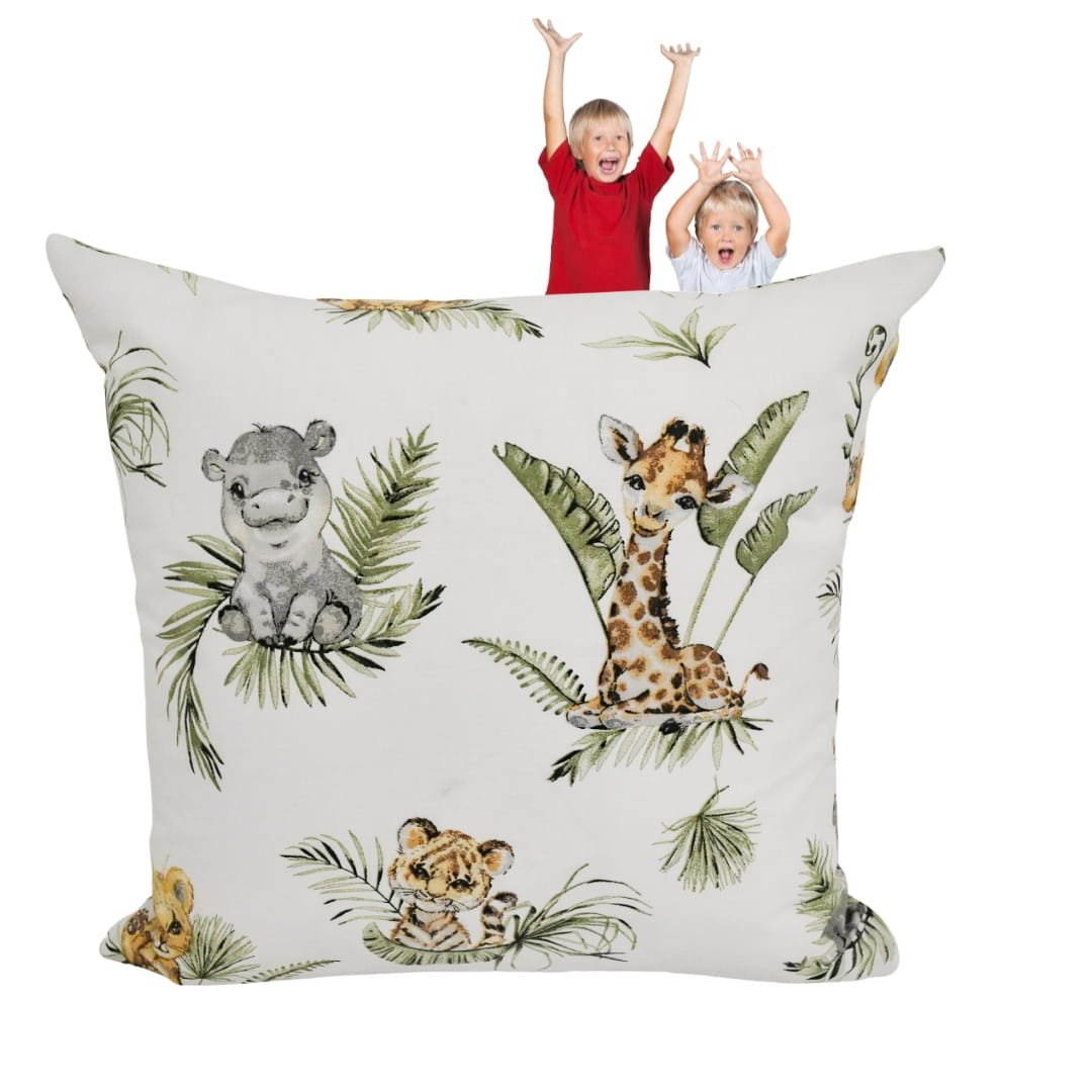 Poszewka Dziecięca 40x40 Bawełniana JAŚ Afrykańskie Zwierzęta
